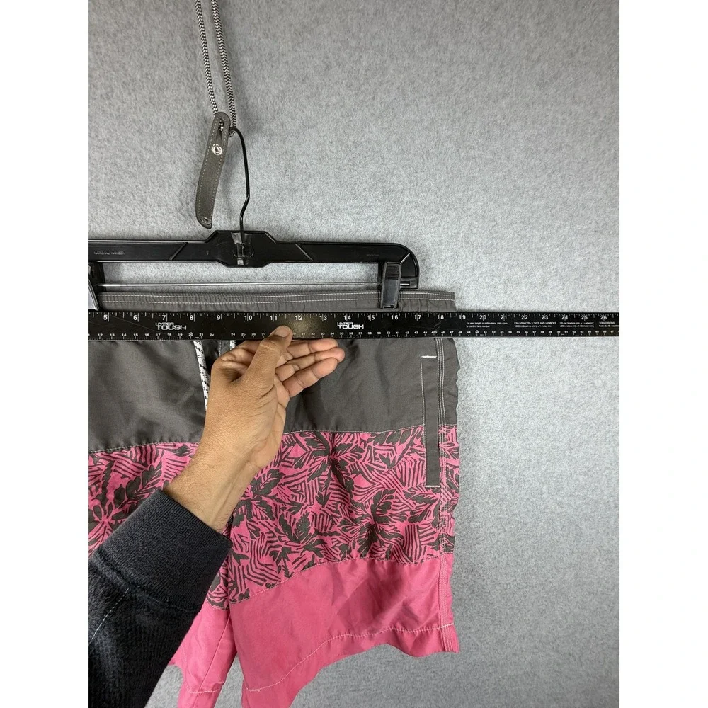 Aeropostale‎ Shorts Mens Medium Pink Gray Tropical Floral Swim Trunks Drawstring
